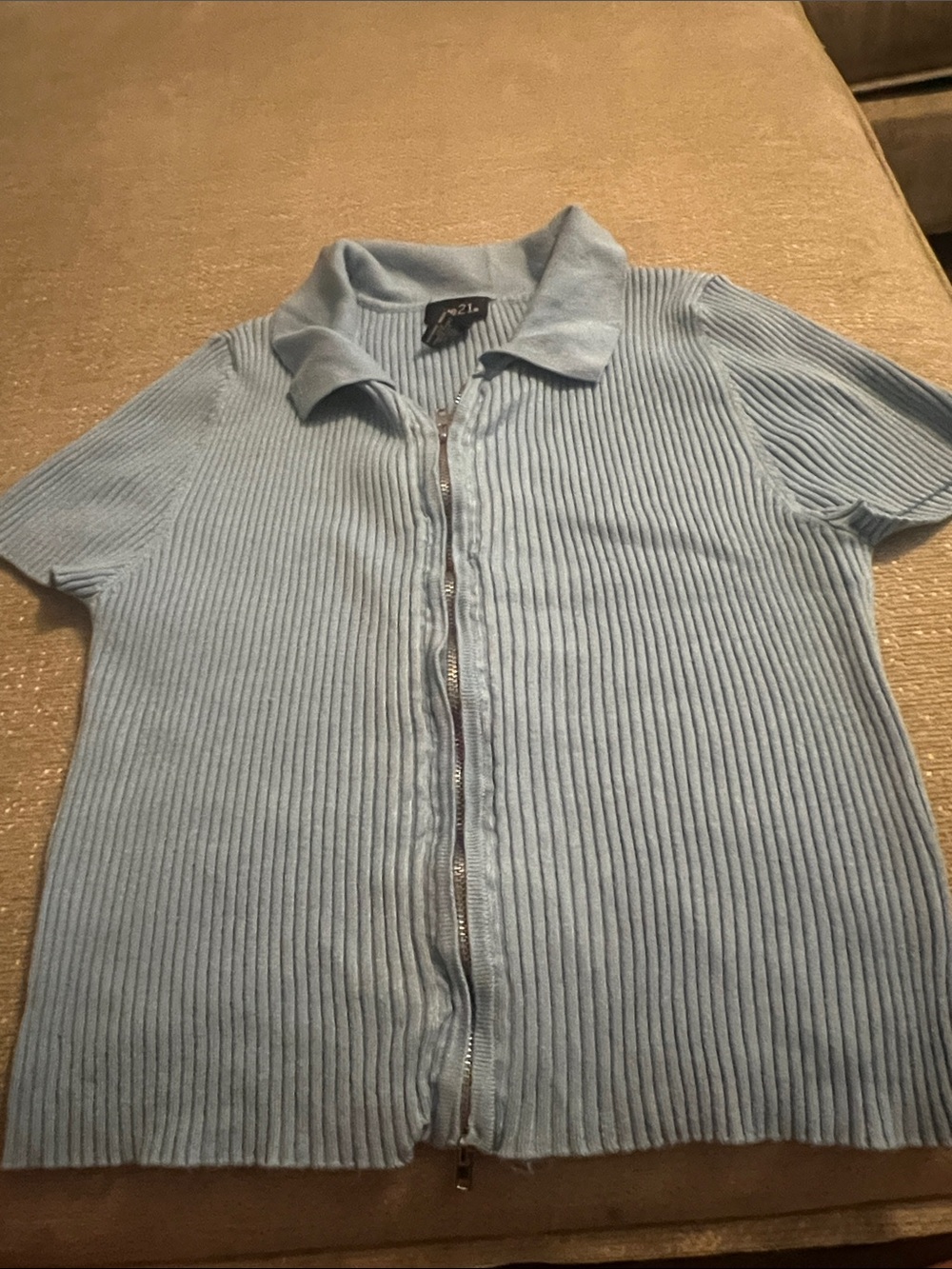 Rue21 Light Blue Ribbed Zip Polo